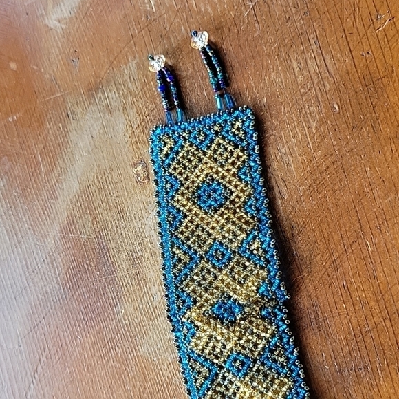 Authentic woven metallic beaded Guatemalan belt Decorative Mayan Tribal Design - Picture 7 of 9